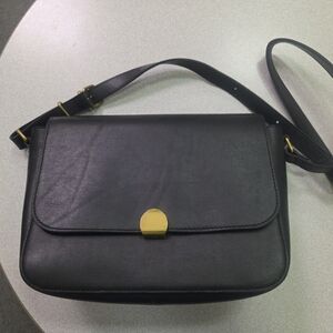 Madewell Black Leather Shoulder Bag with Gold Hardware